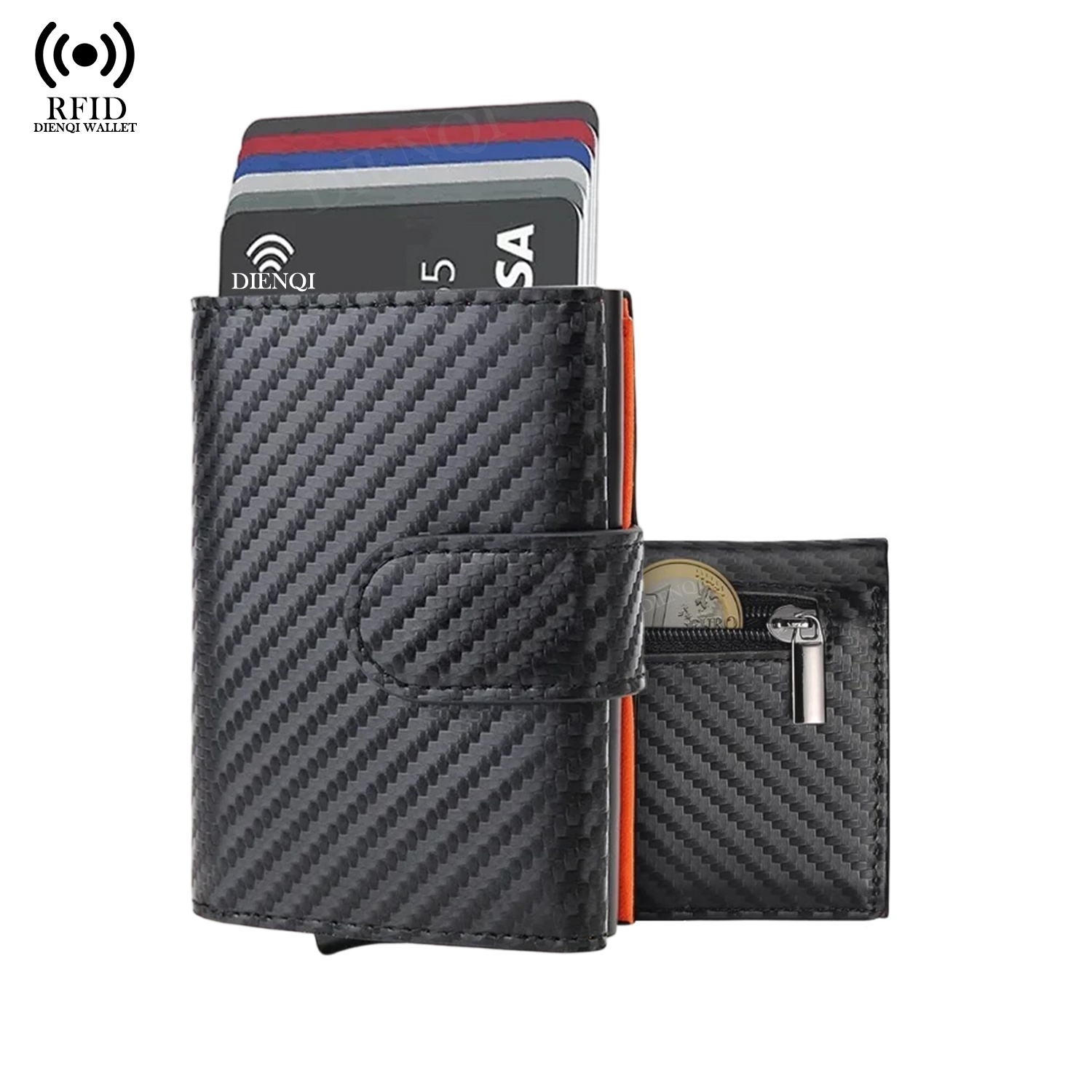 Coin Holder Men - Dompet Kartu Bisnis Kulit Mikrofiber RFID,